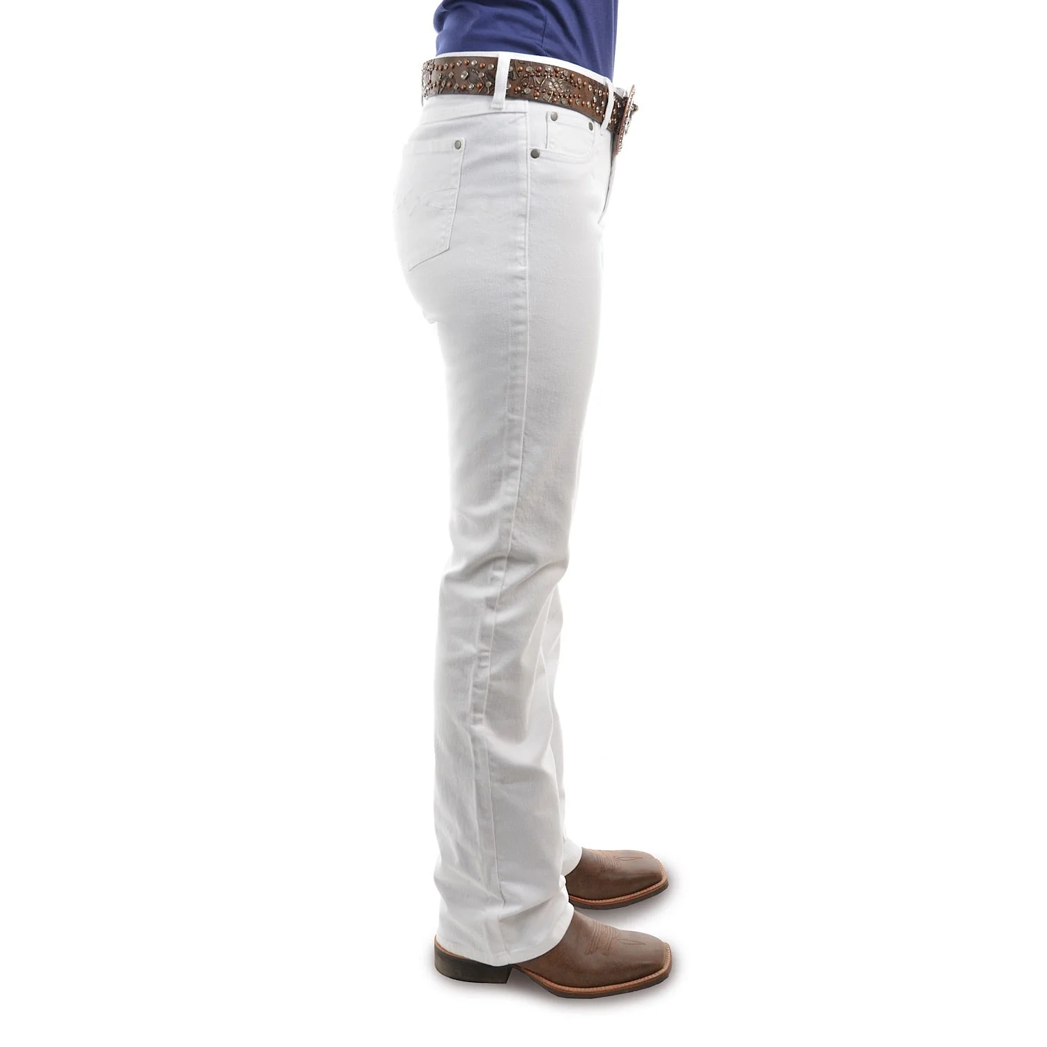 Pure Western Women's Riding Boot Cut Jean 36 Leg - White - Image 2