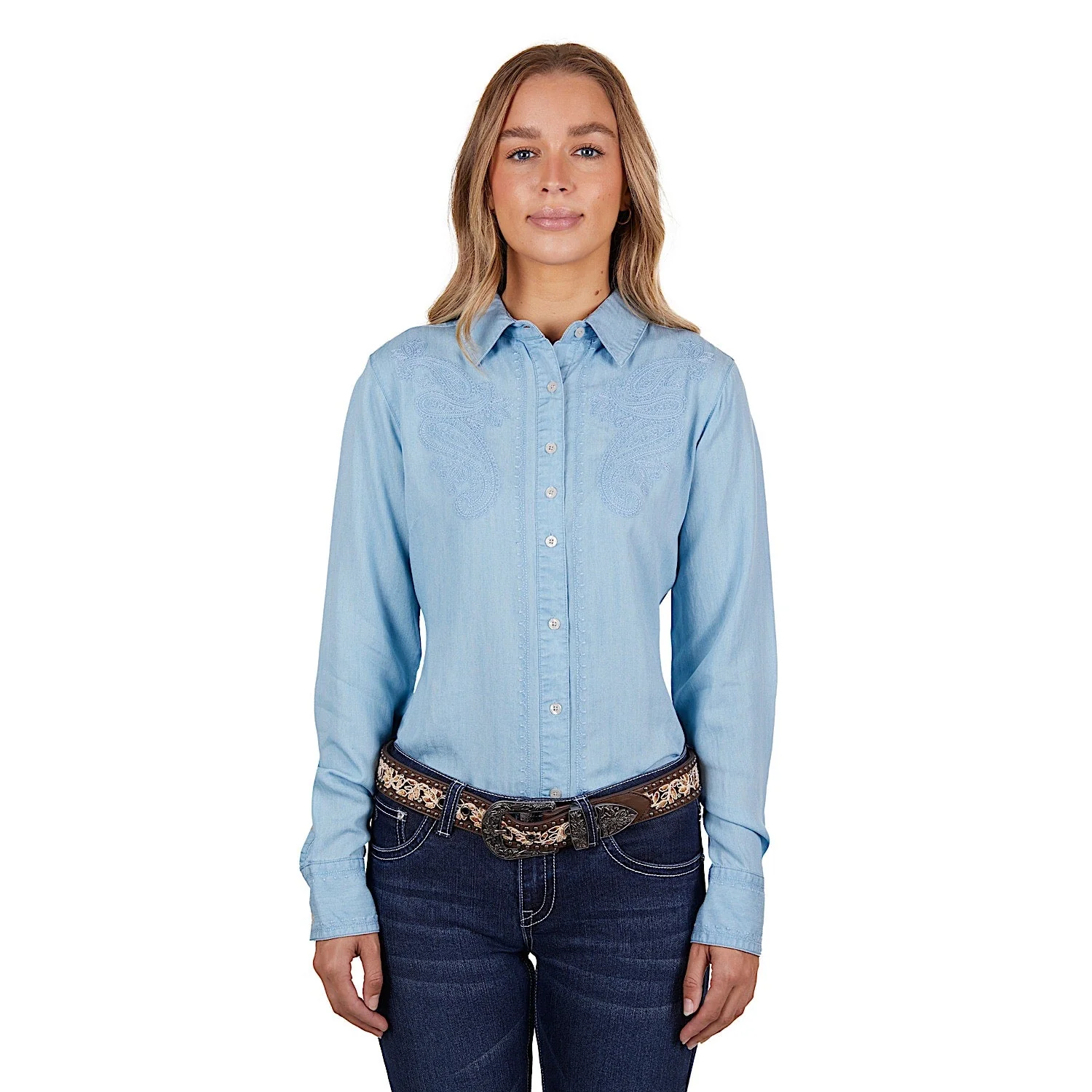 Pure Western Women's Shelby Shirt Blue - Image 3