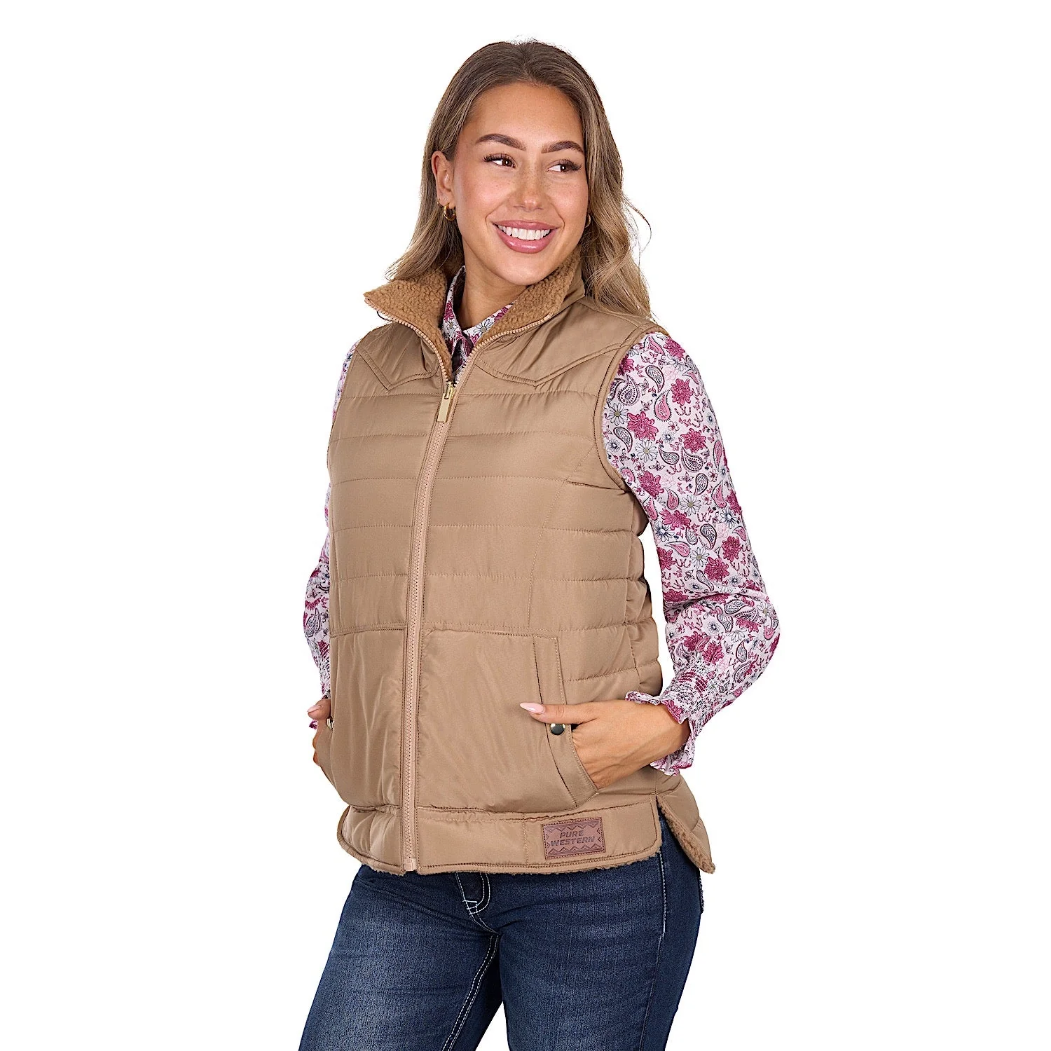 Pure Western Women's Sherri Reversible Vest - Tan
