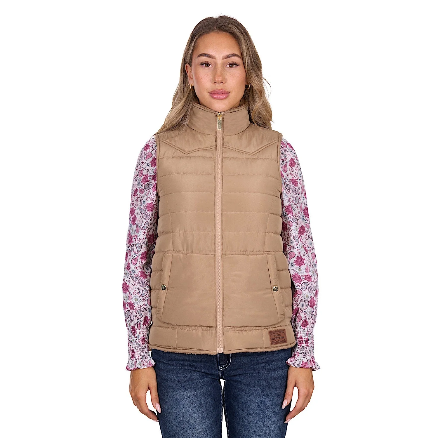 Pure Western Women's Sherri Reversible Vest - Tan - Image 2