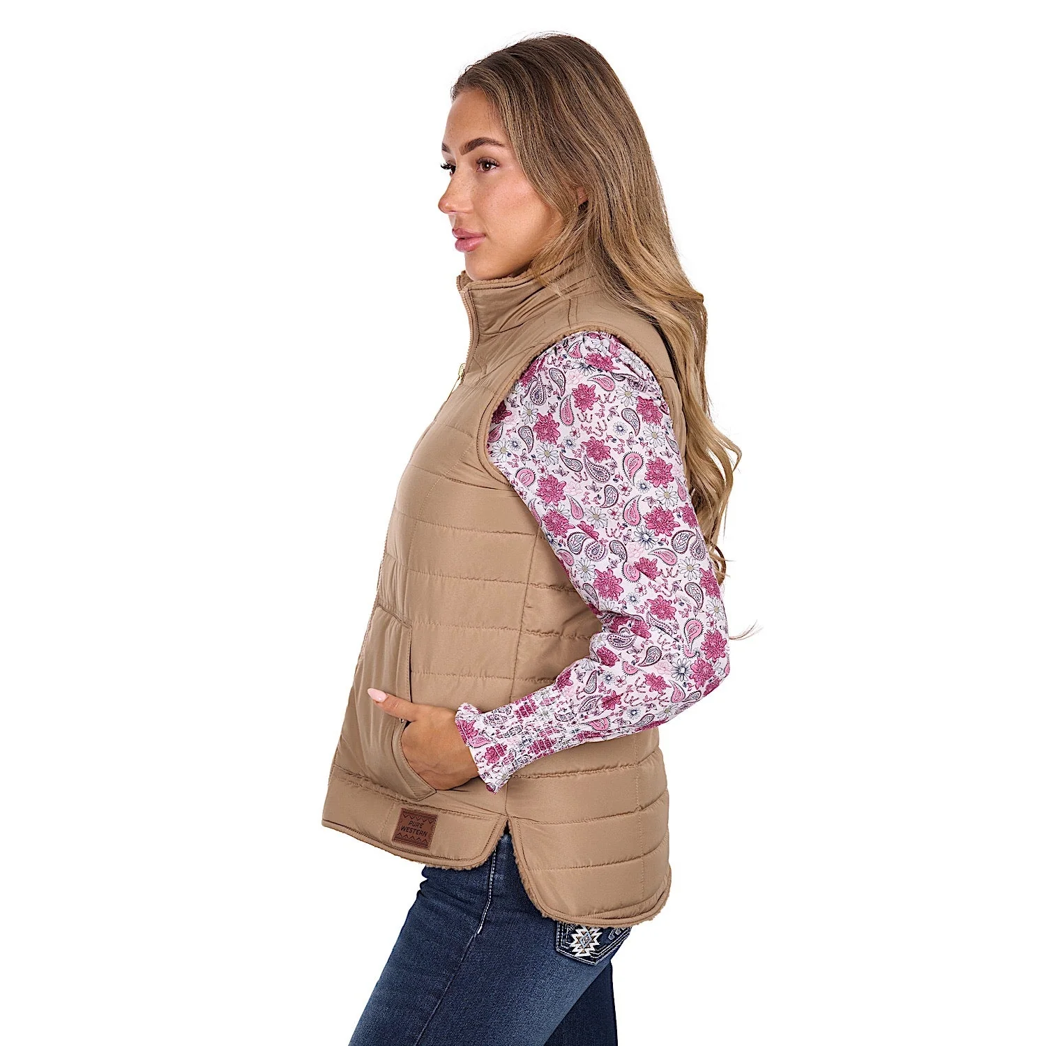 Pure Western Women's Sherri Reversible Vest - Tan - Image 3