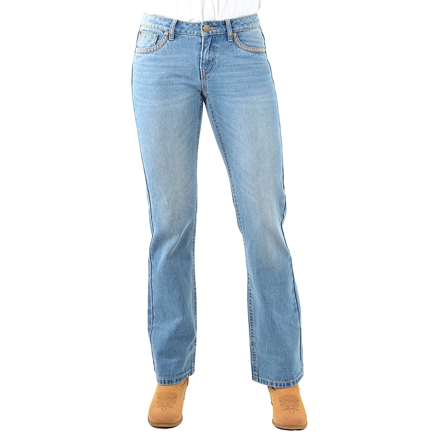 Pure Western Women's Sunny Boot Cut Jean 34" Leg Faded Blue - Image 3