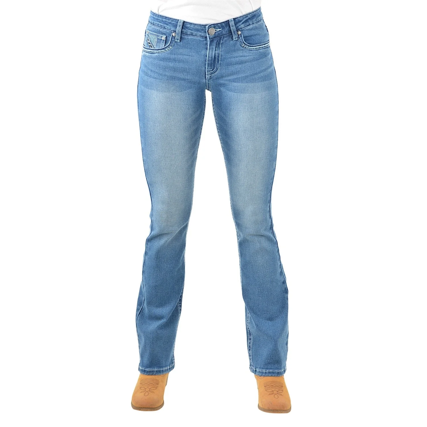 Pure Western Women's Ziggy Boot Cut 34" Leg Jean - Retro Blue - Image 2