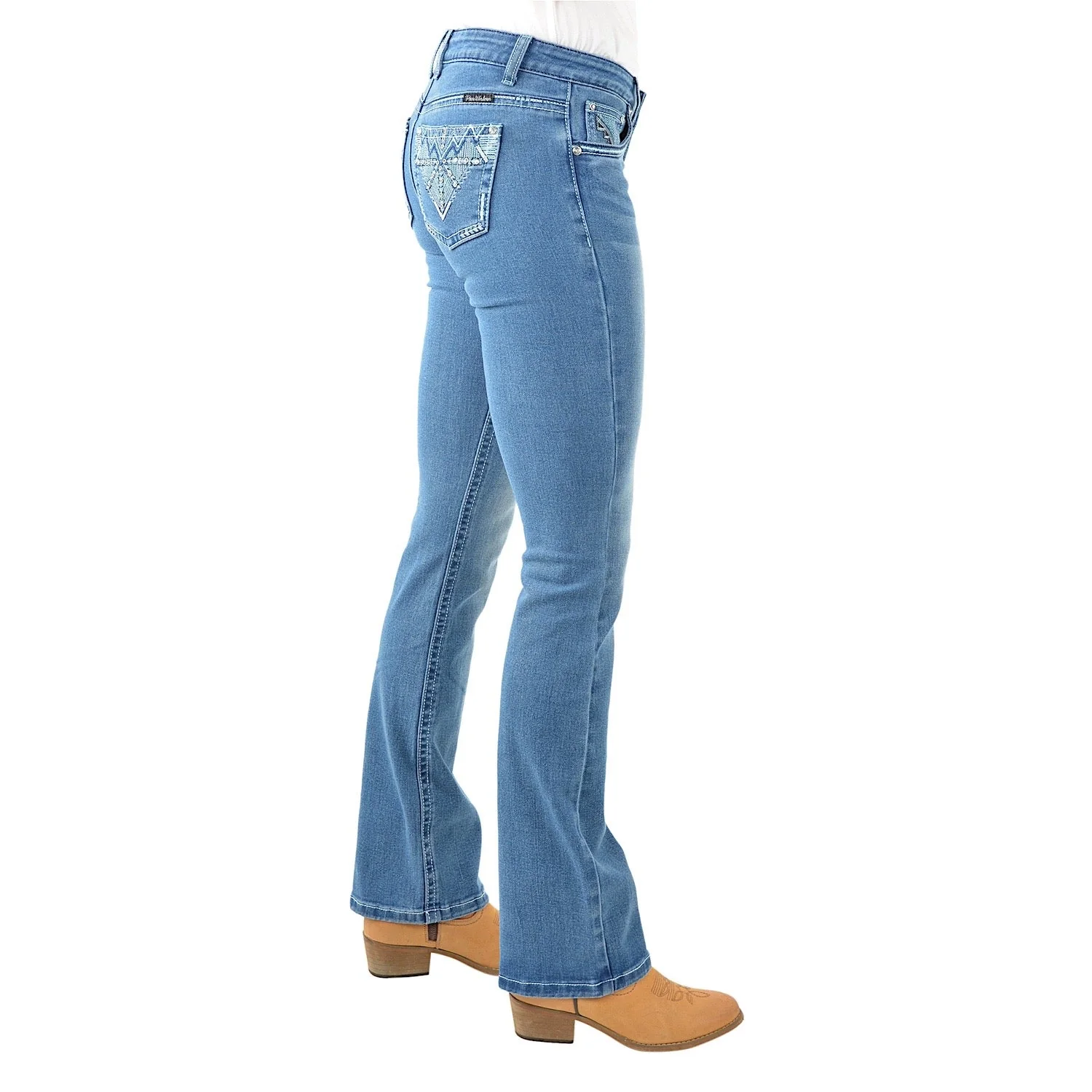 Pure Western Women's Ziggy Boot Cut 34" Leg Jean - Retro Blue - Image 3
