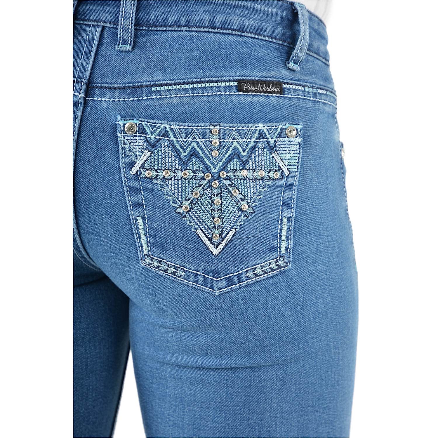 Pure Western Women's Ziggy Boot Cut 34" Leg Jean - Retro Blue - Image 5