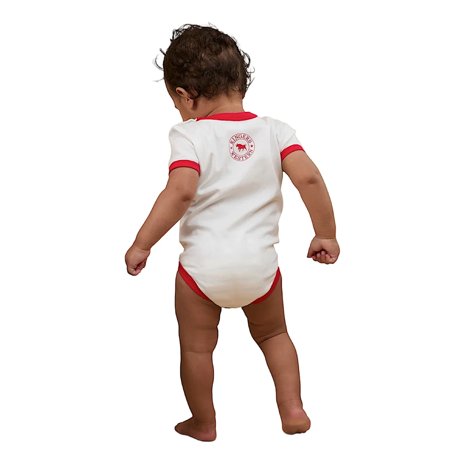 Ringers Western Babies First Rodeo SS Romper - Off White/Red - Image 2
