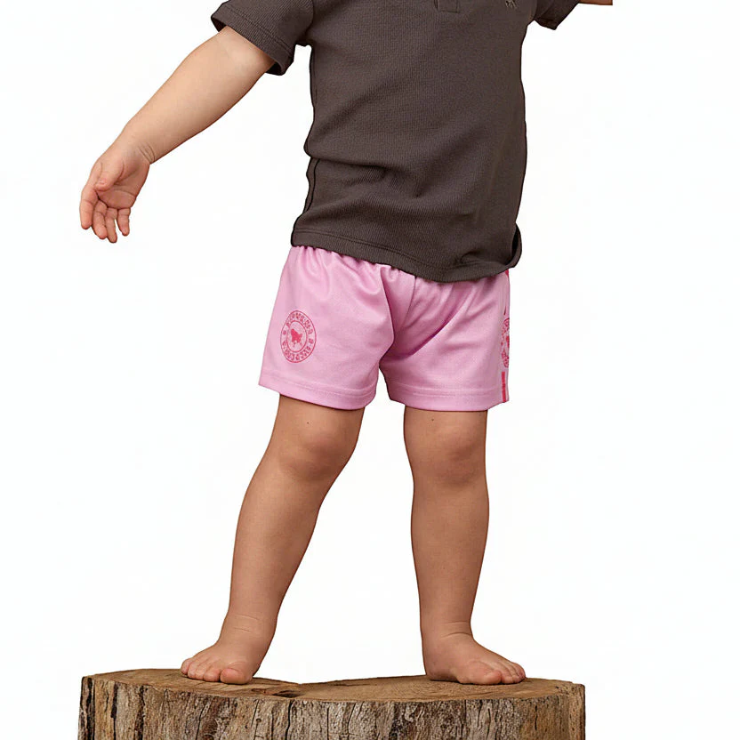 Ringers Western Babies Footy Short - Pastel Pink/Candy