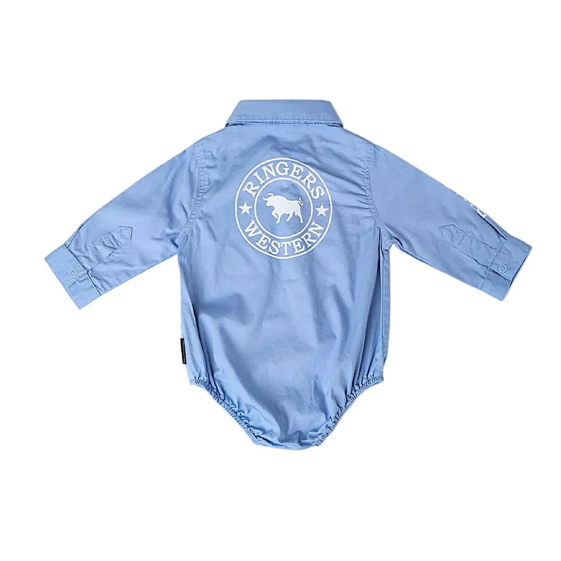 Ringers Western Babies Howdy Tot Long Sleeve Work Shirt Romper - Blue/White