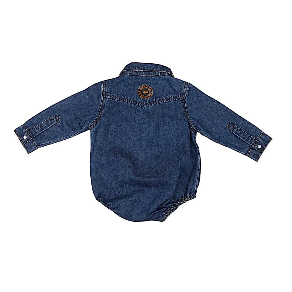 Ringers Western Babies Jax Chambray Western Shirt Romper - Classic Blue - Image 2
