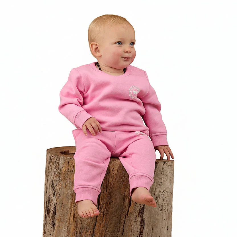 Ringers Western Babies Mini Ringer Signature Bull Fleece Pullover - Pink/White - Image 3