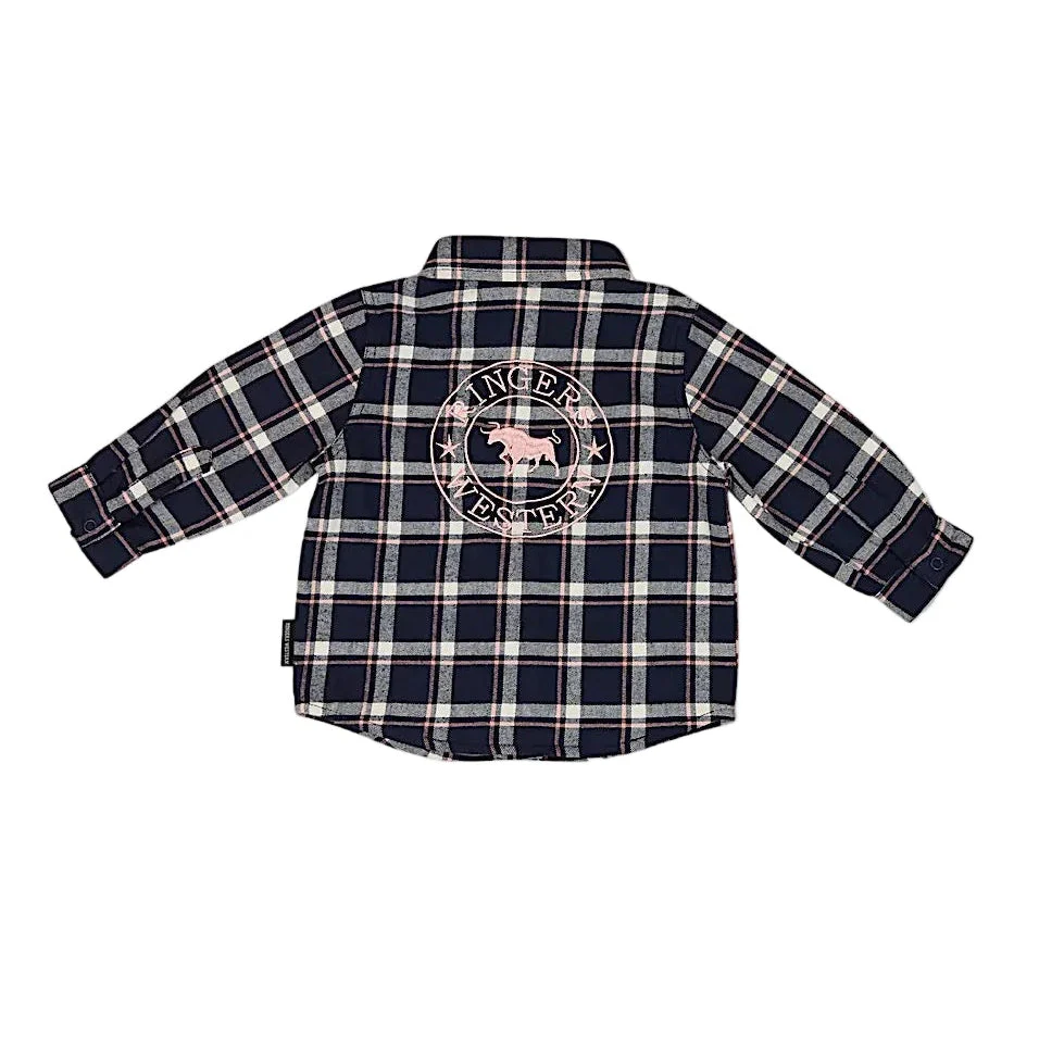 Ringers Western Babies Rory Flannel Shirt - Navy/Pink Print