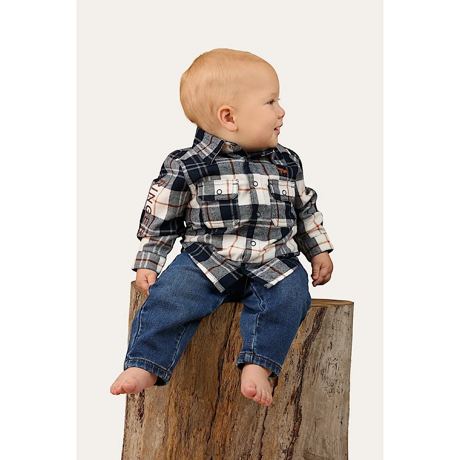 Ringers Western Babies Rory Flannel Shirt - Navy/Tabacco - Image 2