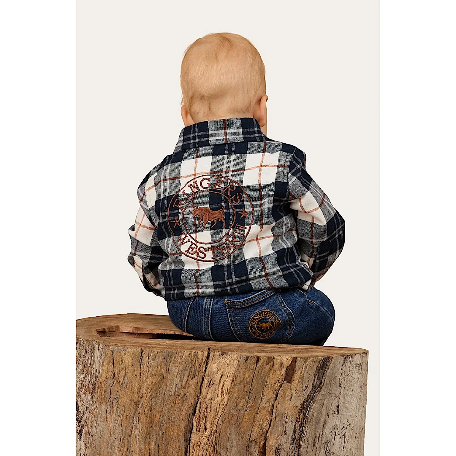 Ringers Western Babies Rory Flannel Shirt - Navy/Tabacco - Image 3