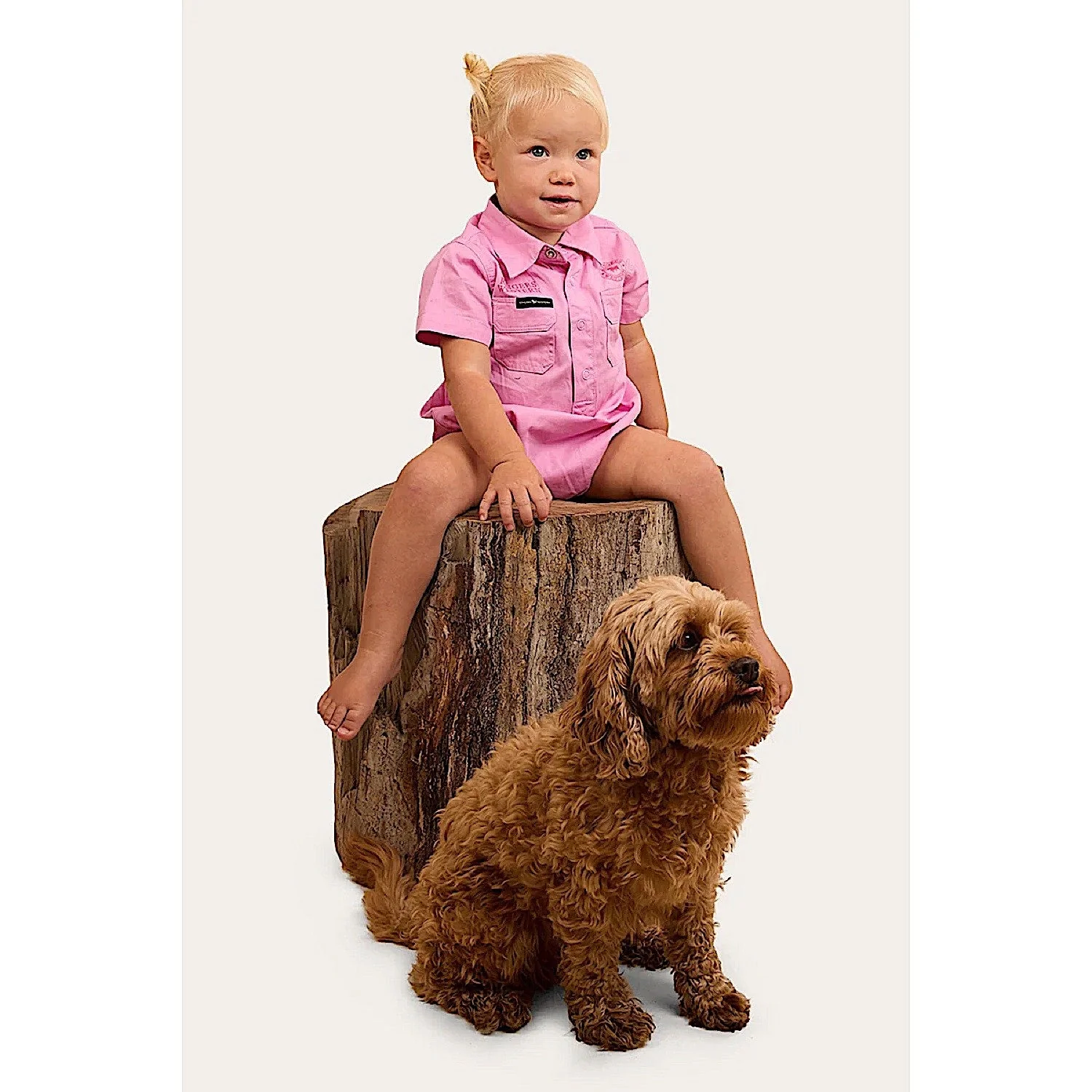 Ringers Western Babies Short Sleeve Work Shirt Romper - Pastel Pink - Image 3