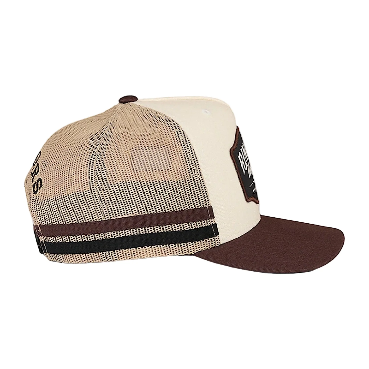 Ringers Western Country Club Deep Fit Trucker Cap - Off White/Chocolate - Image 4