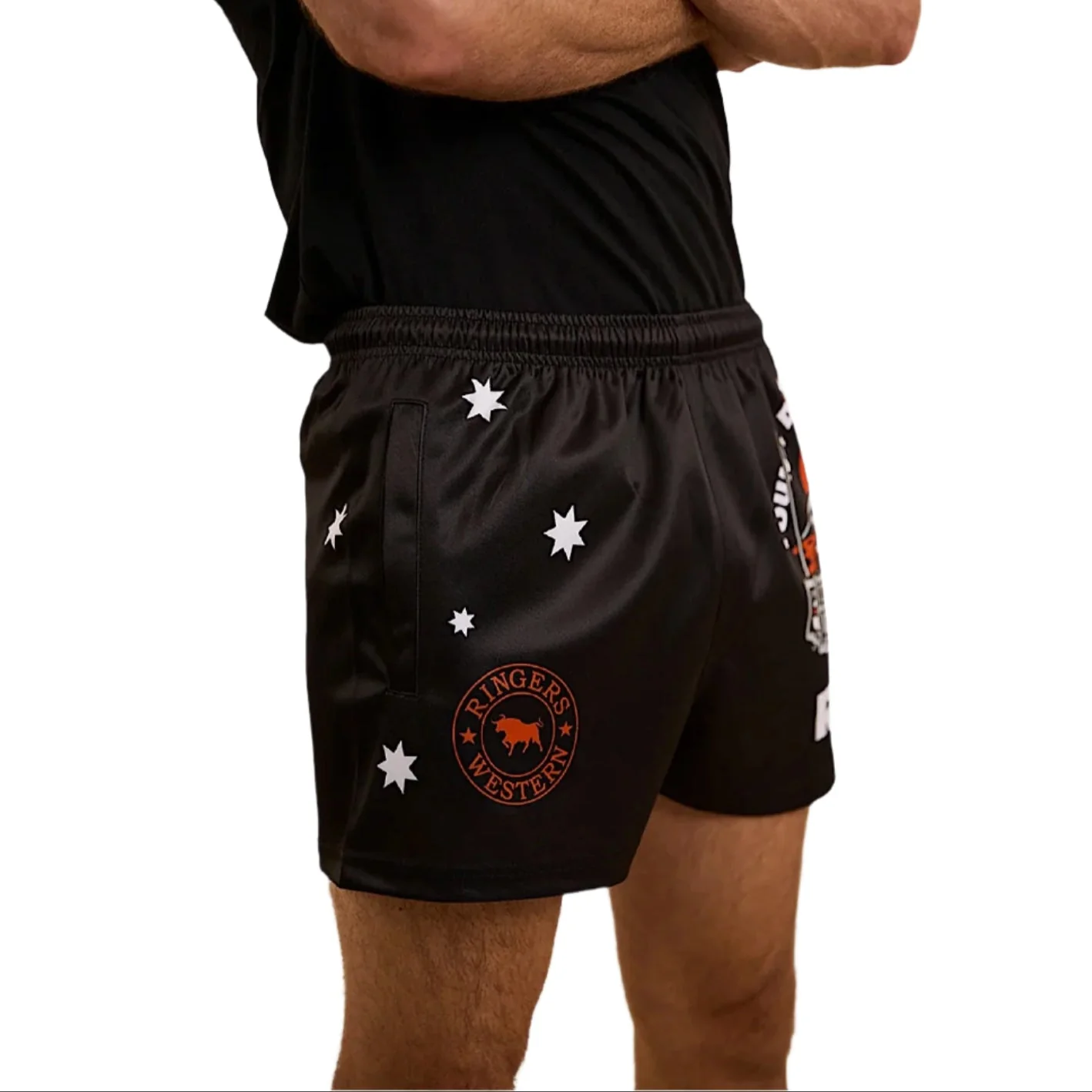 Ringers Western Footy Short Young and Dumb - Black / Orange - Image 3