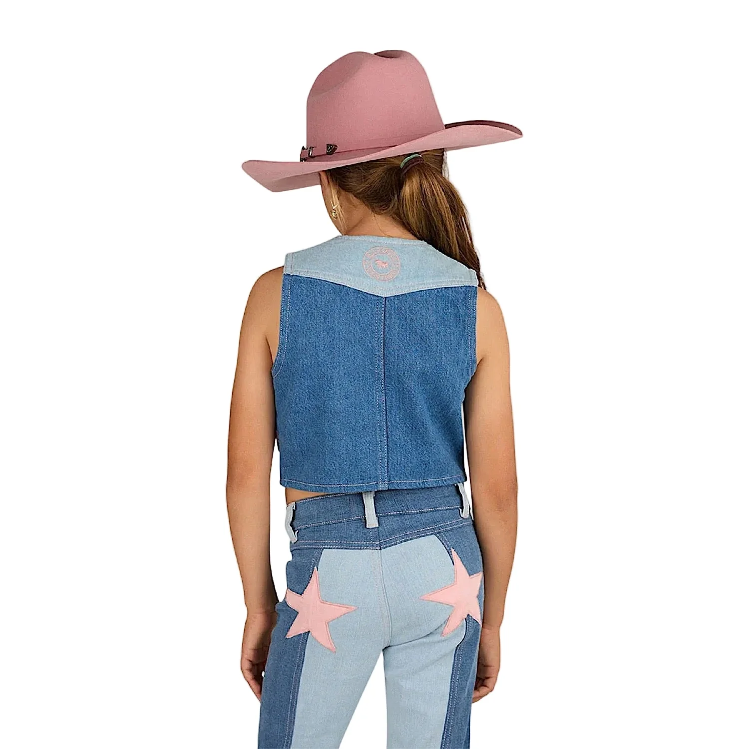 Ringers Western Girl's Ella Panel Vest - Vintage Light Blue/Dark Mid Blue - Image 4