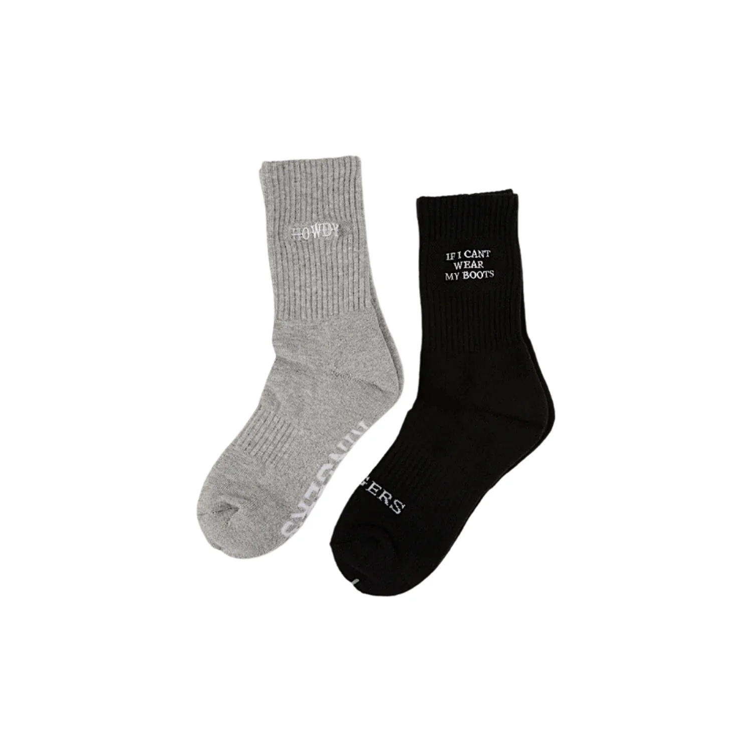 Ringers Western Howdy Unisex Sock 2 Pack - Black/Grey Marle