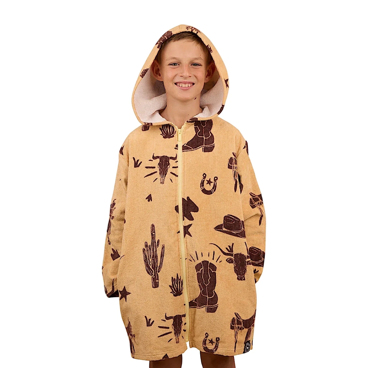 Ringers Western Kid's Boot Scootin Zip Through Towel - Dark Sand