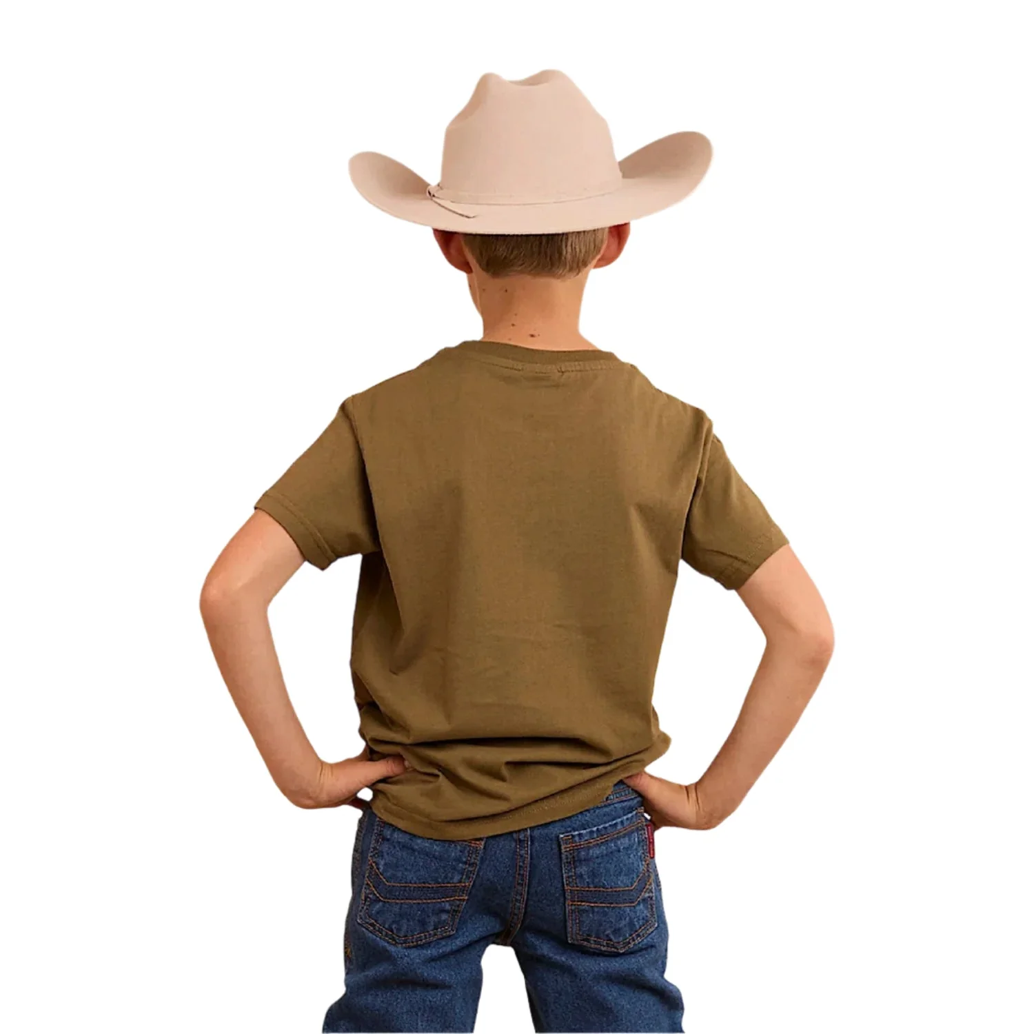 Ringers Western Kid's Buck Classic Fit T-Shirt - Military Green - Image 2