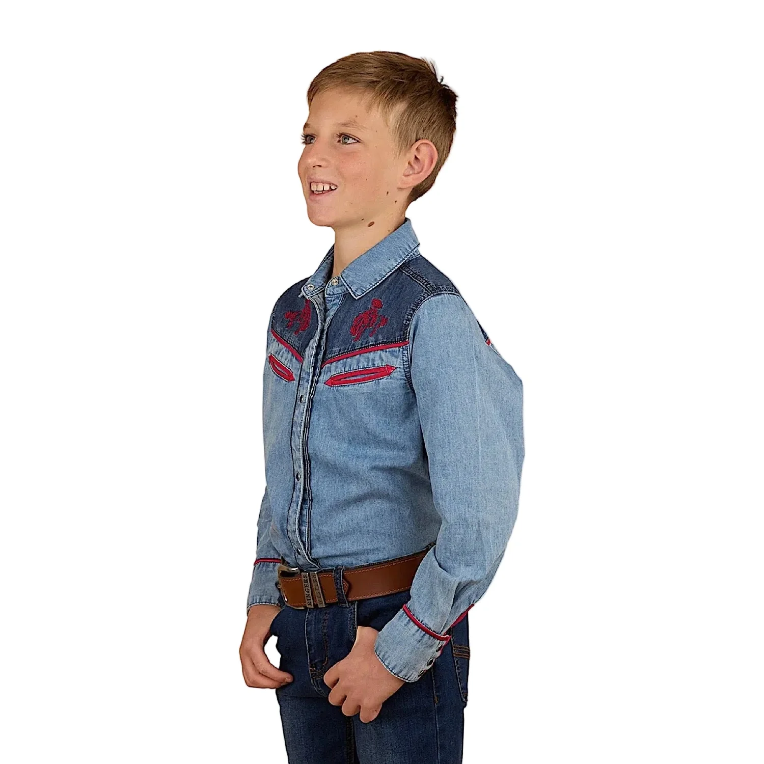 Ringers Western Kid's Cindy Western Shirt - Light Wash Blue - Image 2