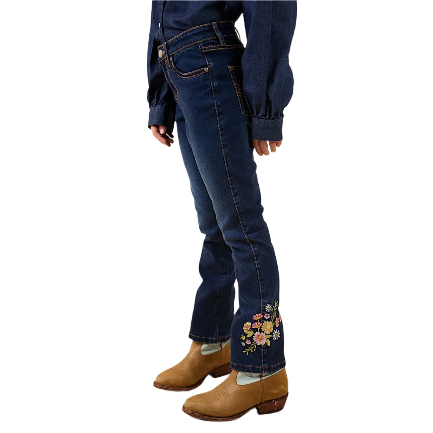 Ringers Western Kid's Dahlia Bootleg Jean - Classic Blue - Image 4