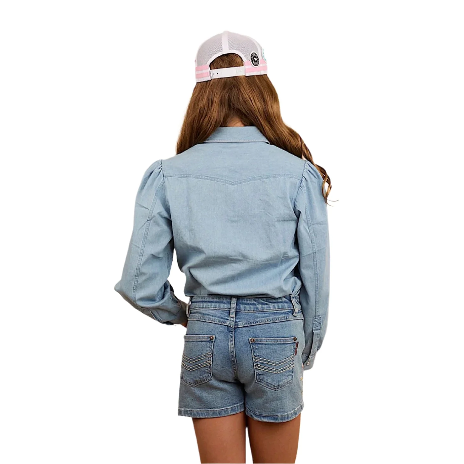 Ringers Western Kid's Dahlia Denim Shorts - Light Blue - Image 3