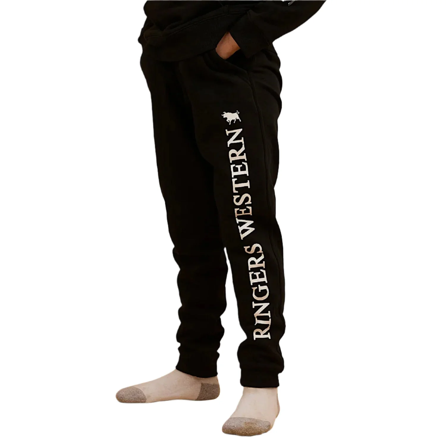 Ringers Western Kid's Durango Trackpants - Black/White