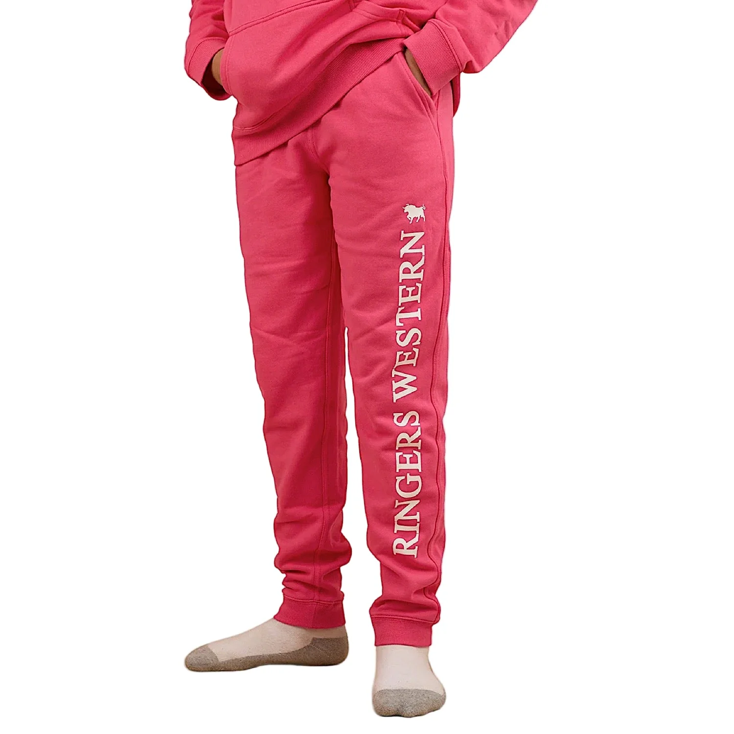 Ringers Western Kid's Durango Trackpants - Melon With White Print