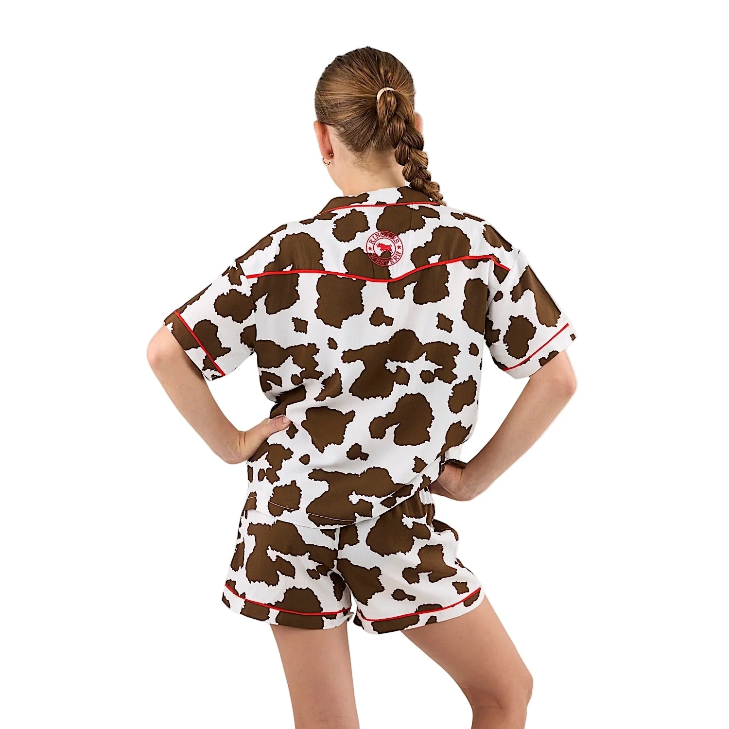 Ringers Western Kids Evadale Short Pyjama Set - White/Chocolate - Image 2