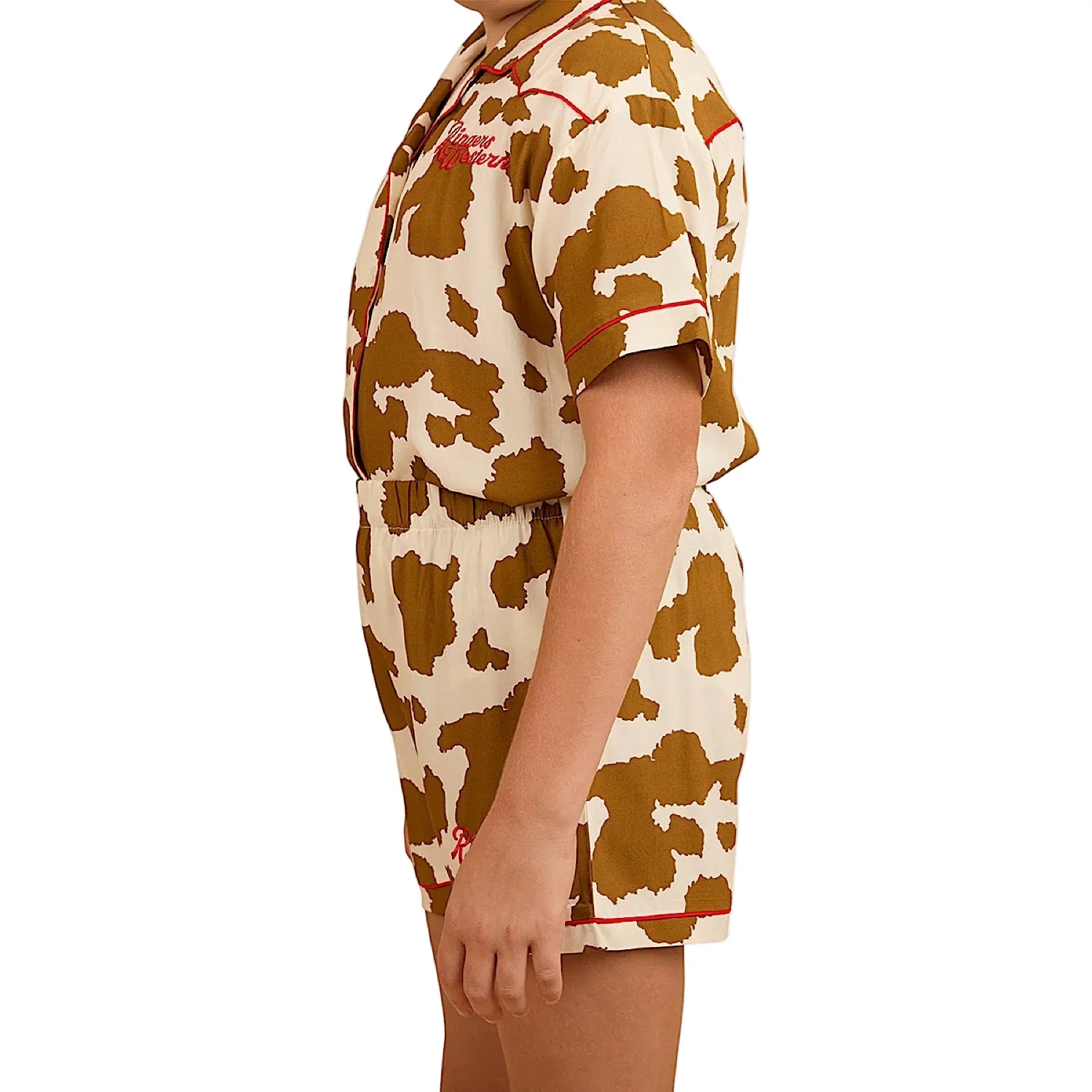 Ringers Western Kids Evadale Short Pyjama Set - White/Tan - Image 3