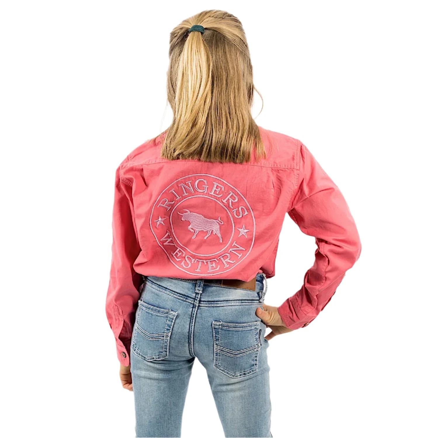 Ringers Western Kid's Jackaroo Full Button Shirt - Camelia Rose/Ballet Pink - Image 2