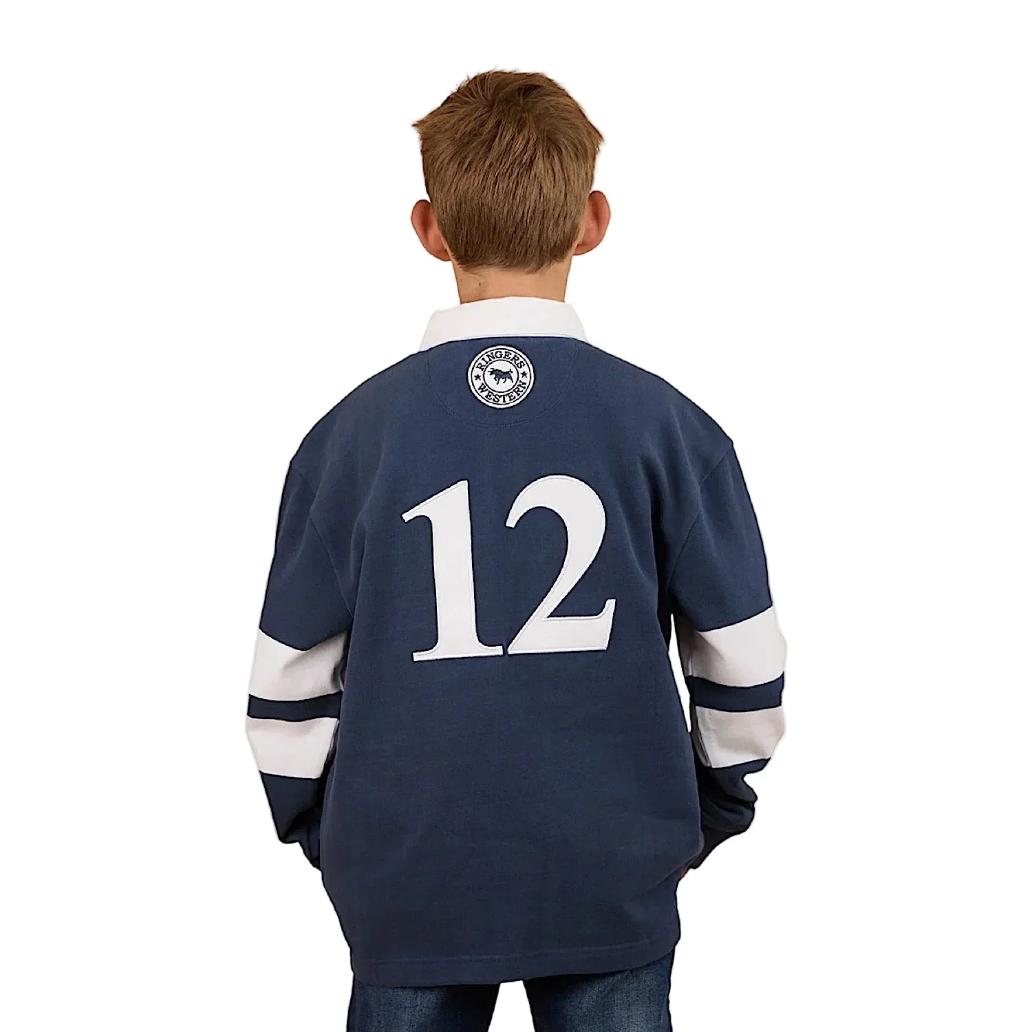 Ringers Western Kid's Mascot Rugby - White/Navy - Image 3