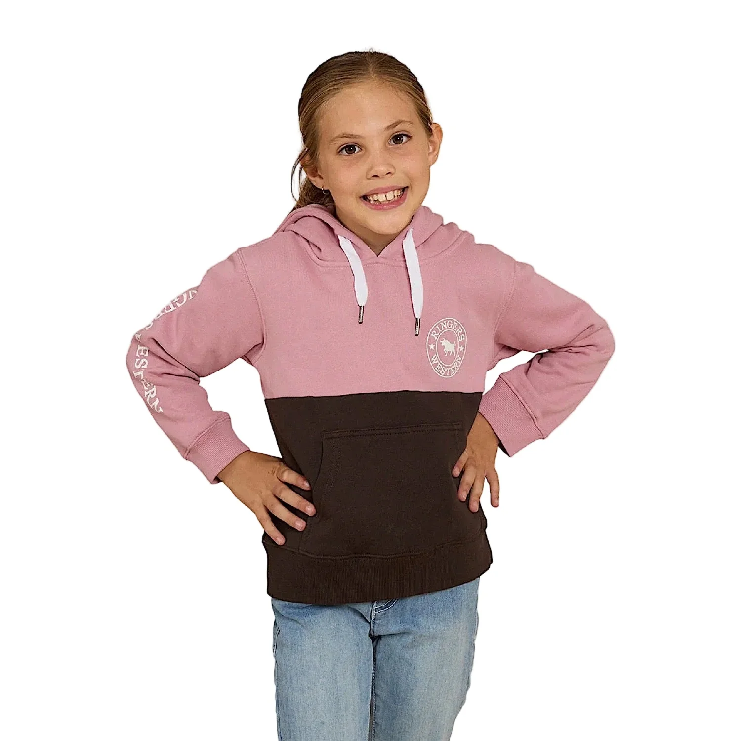 Ringers Western Kid's Oakey Hoodie - Rosey/Charcoal