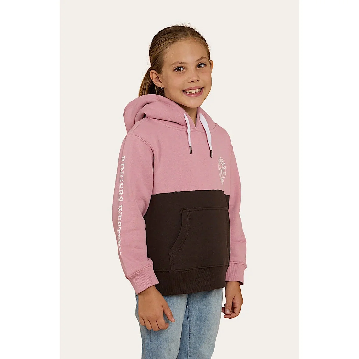 Ringers Western Kid's Oakey Hoodie - Rosey/Charcoal - Image 4
