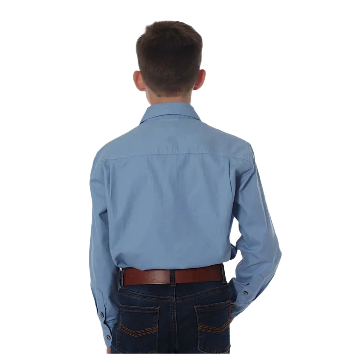 Ringers Western Kid's Ord River Half Button Work Shirt - Denim Blue - Image 2