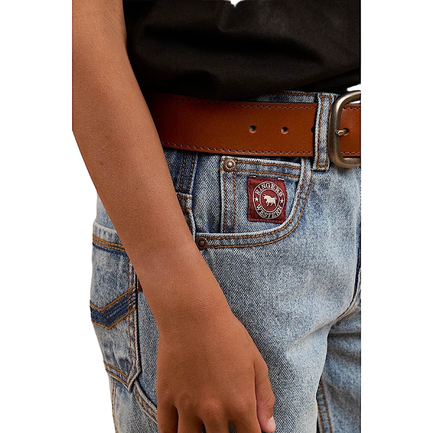 Ringers Western Kid's Buckland Relaxed Jean - Light Wash Blue - Image 2
