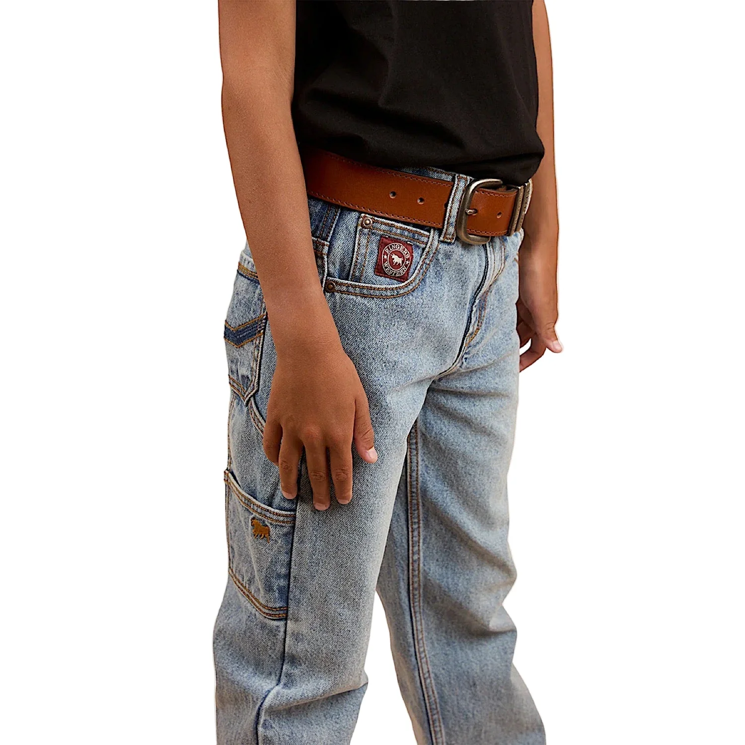 Ringers Western Kid's Buckland Relaxed Jean - Light Wash Blue - Image 3