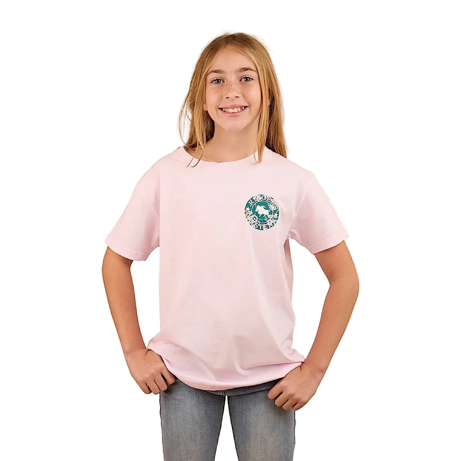Ringers Western Kid's Signature Bull Classic Fit T-Shirt - Barely Pink/Floral
