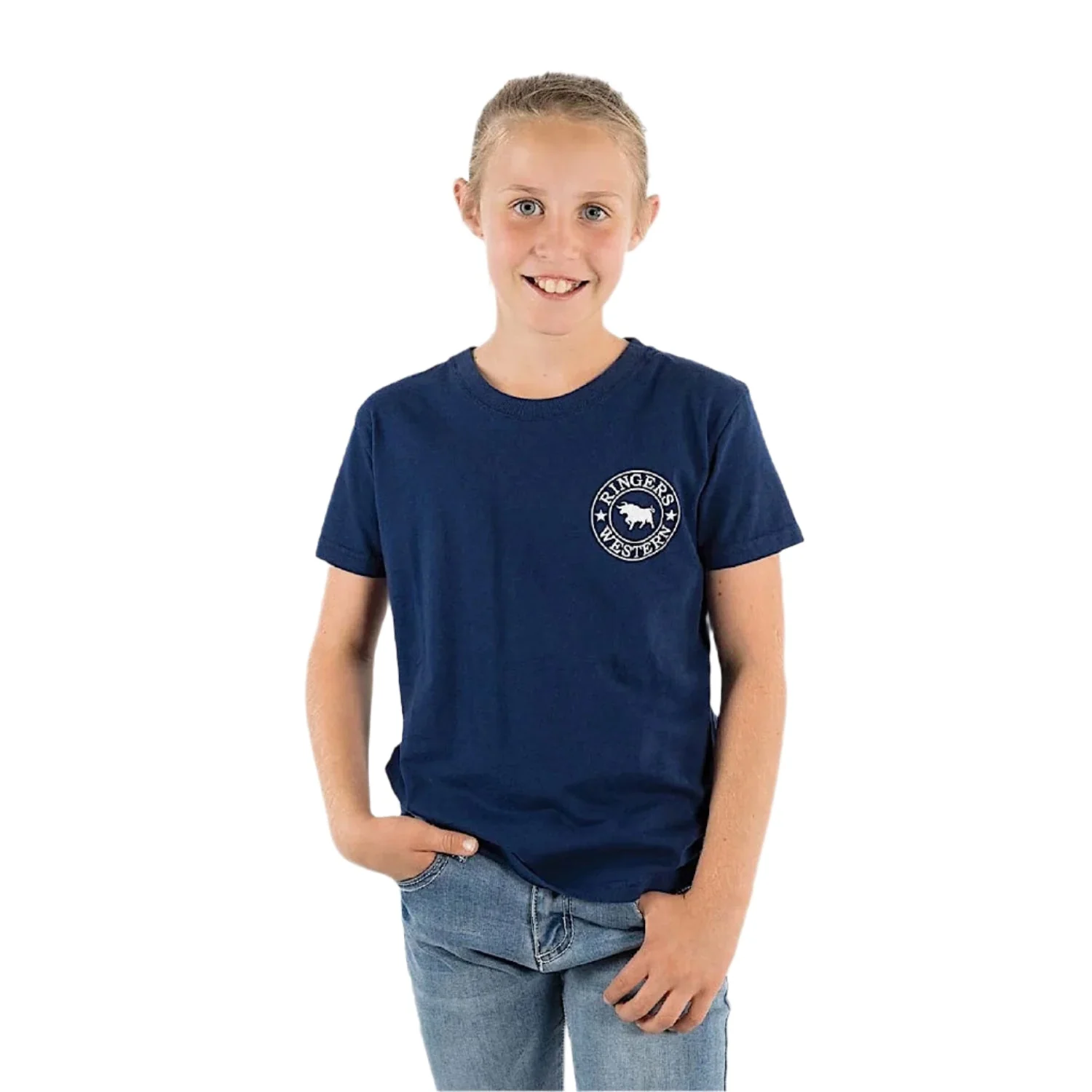 Ringers Western Kid's Signature Bull Classic Fit T-Shirt - Navy / White - Image 2