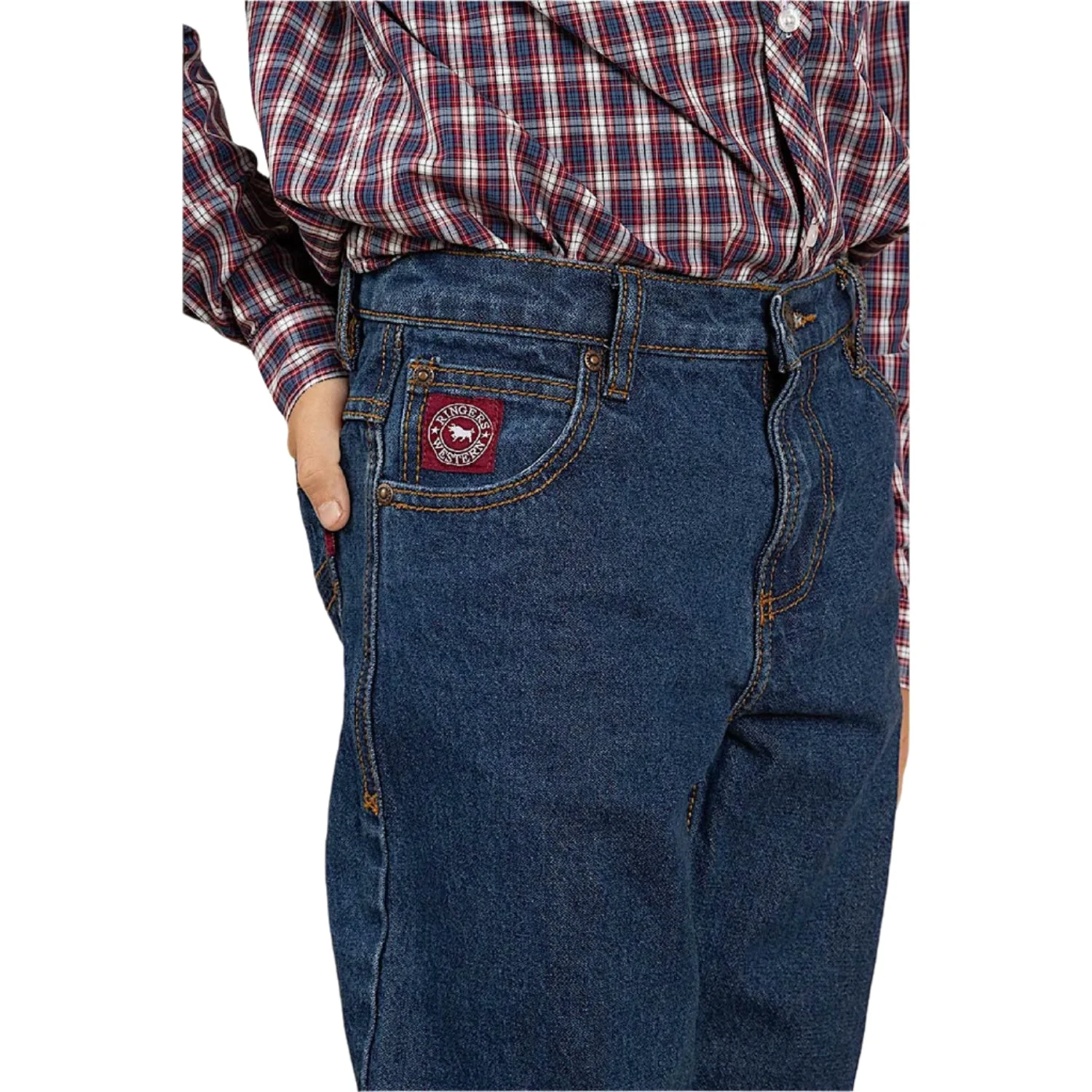 Ringers Western Kid's Southwest Relaxed Fit Jean - Mid Wash Blue - Image 4