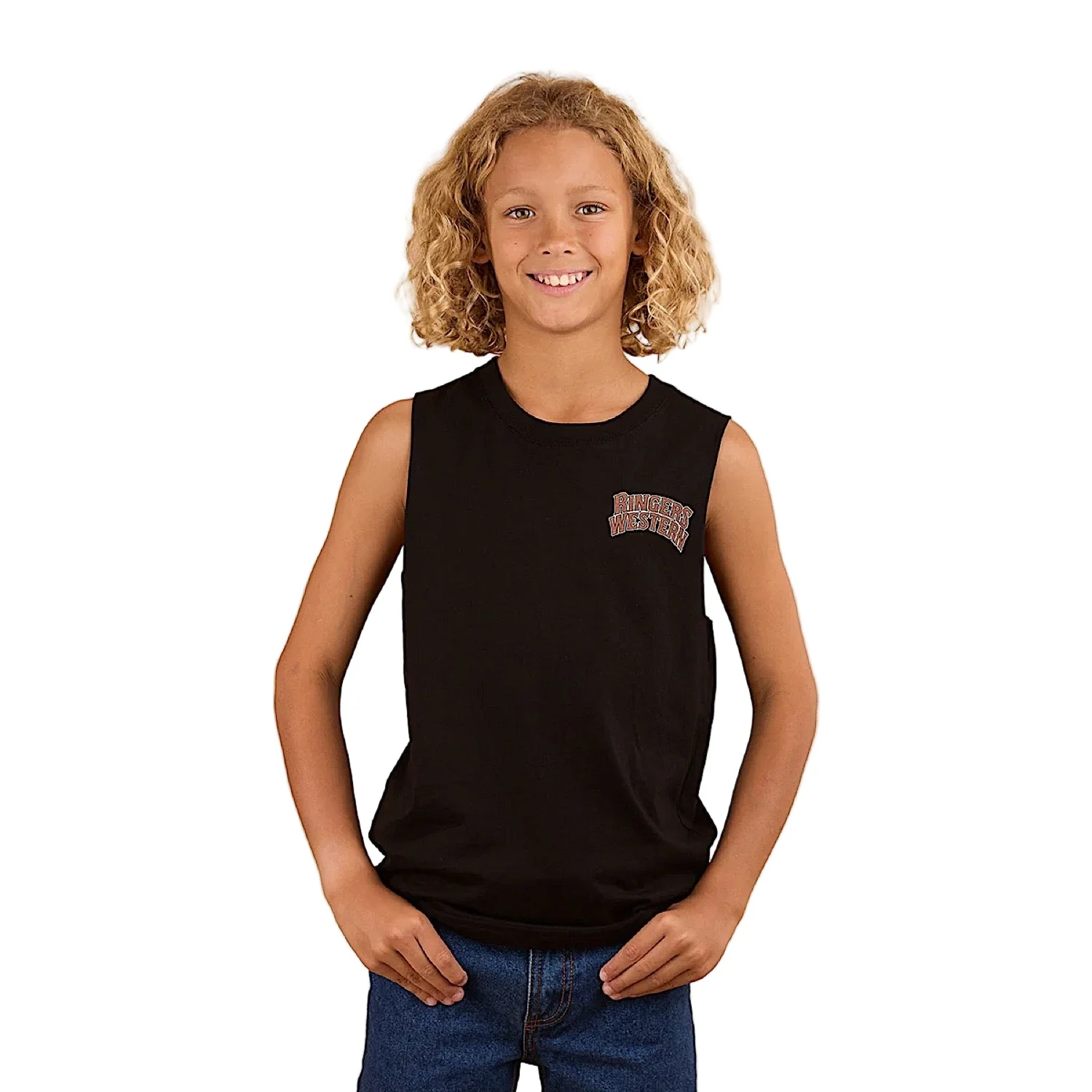 Ringers Western Kid's Take No Bull Muscle Tank - Black