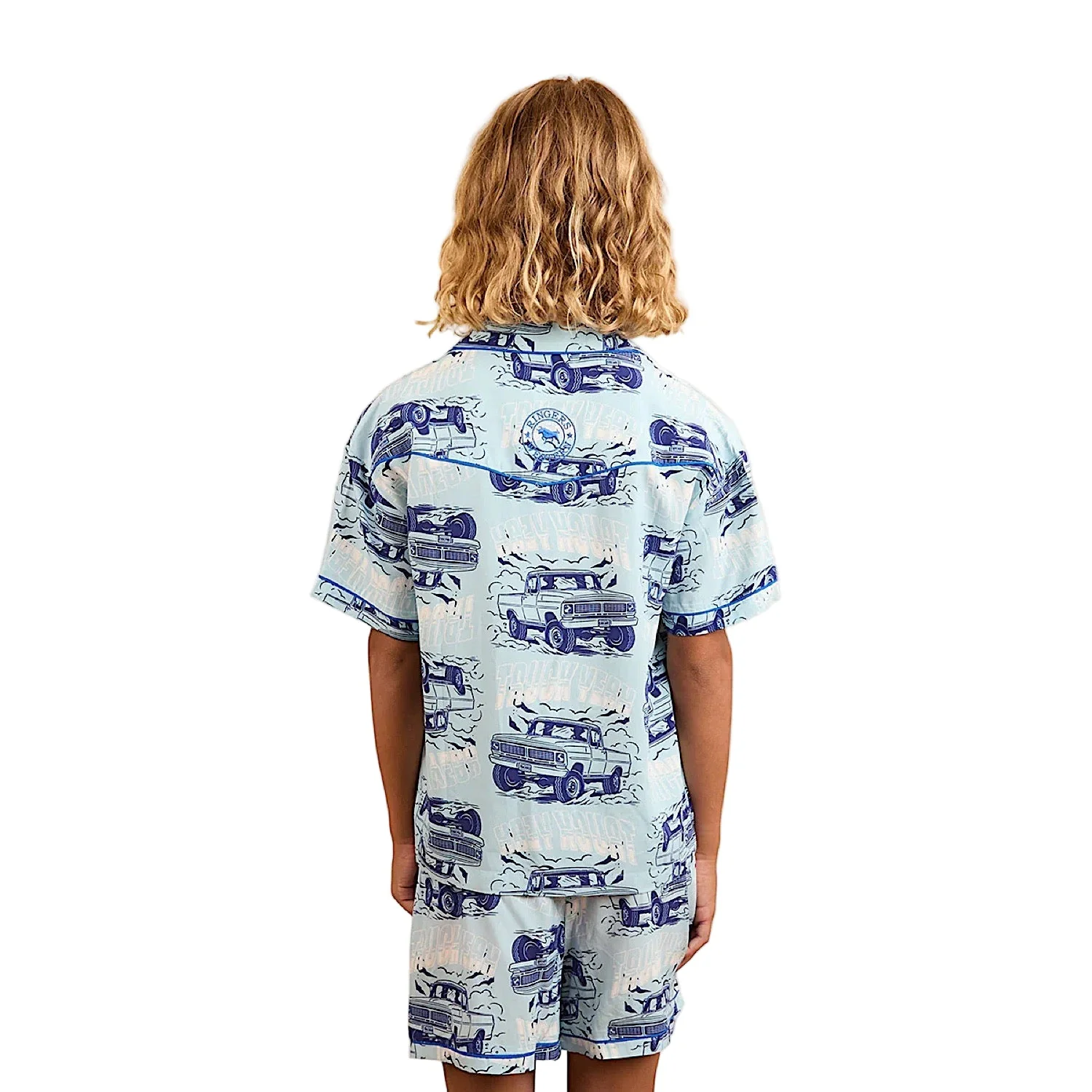Ringers Western Kid's Truck Yeah Short Pyjama Set - Light Blue - Image 2