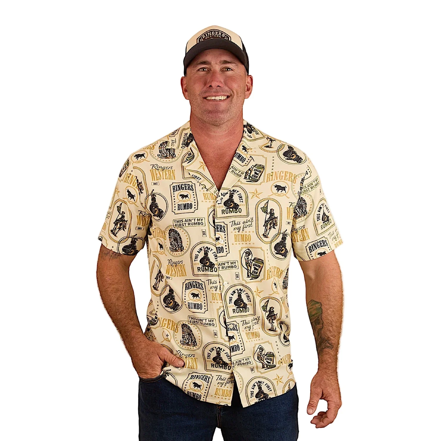 Ringers Western Men's Aint My First Rumbo Pub Shirt - Off White