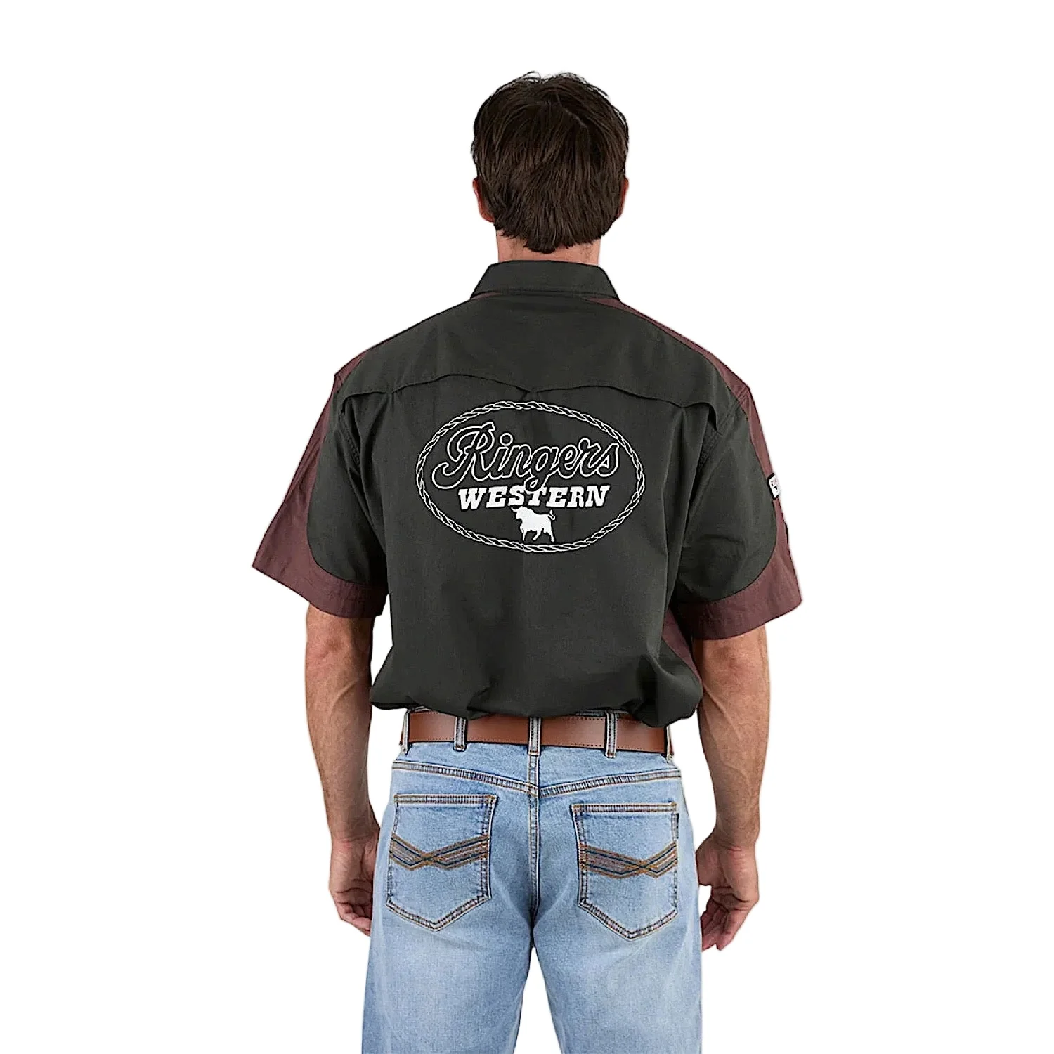 Ringers Western Men's Back Roads Short Sleeve Work Shirt - Charcoal - Image 2