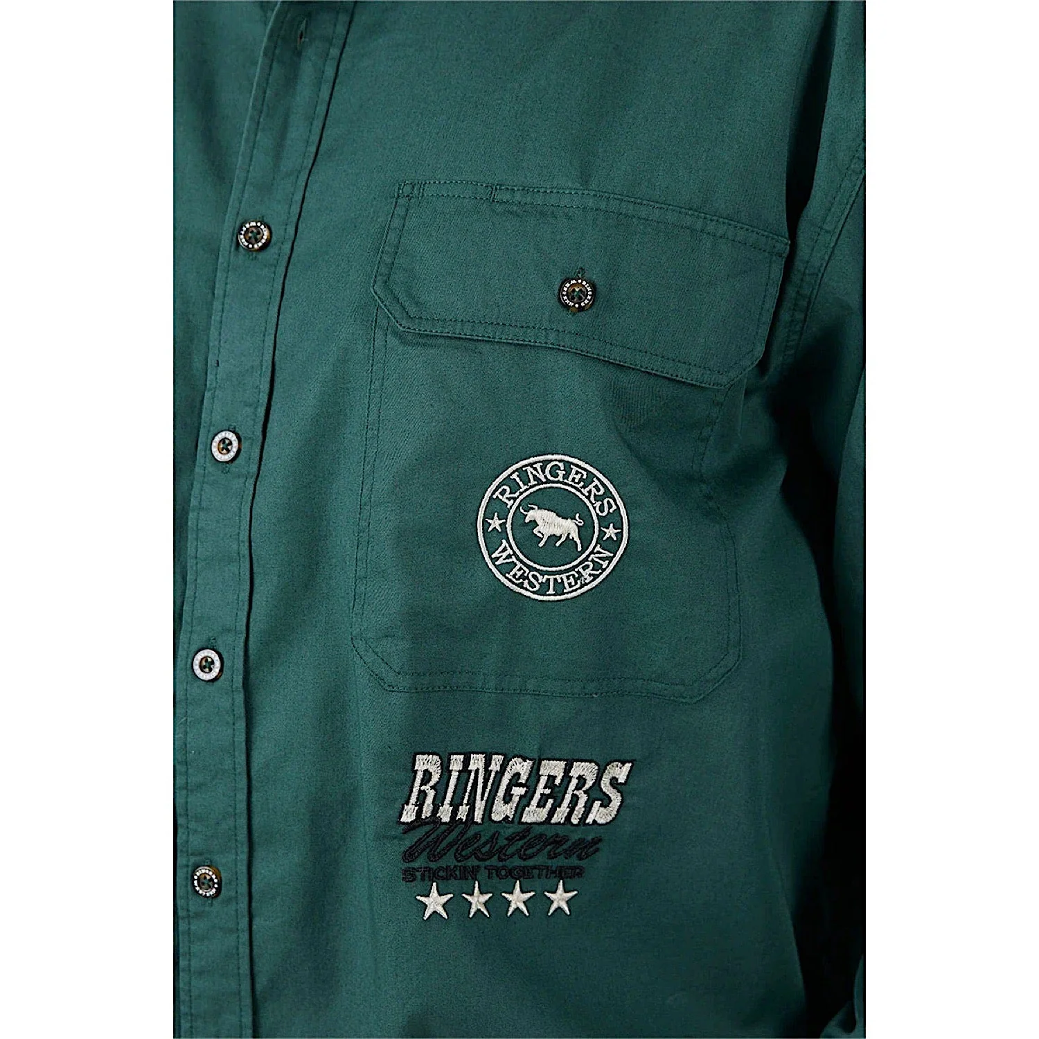 Ringers Western Men's Barrelman Full Button Work Shirt - Pine - Image 2