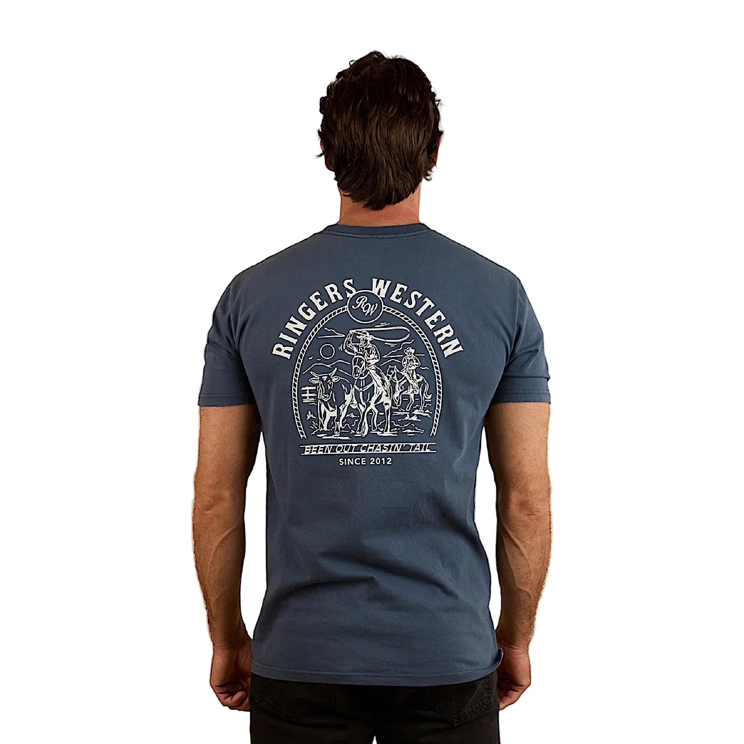 Ringers Western Men's Chasin' Tail Stock Fit T-Shirt - Washed Navy - Image 2