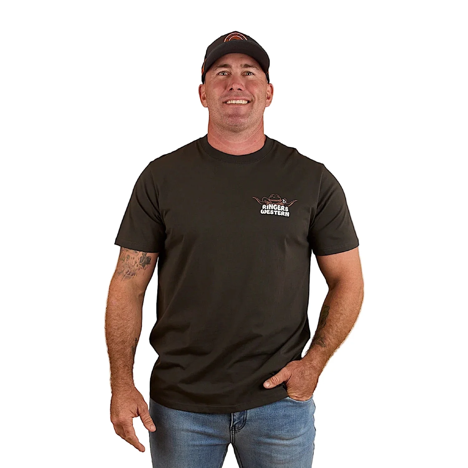 Ringers Western Men's Country Club Loose Fit T-Shirt - Charcoal