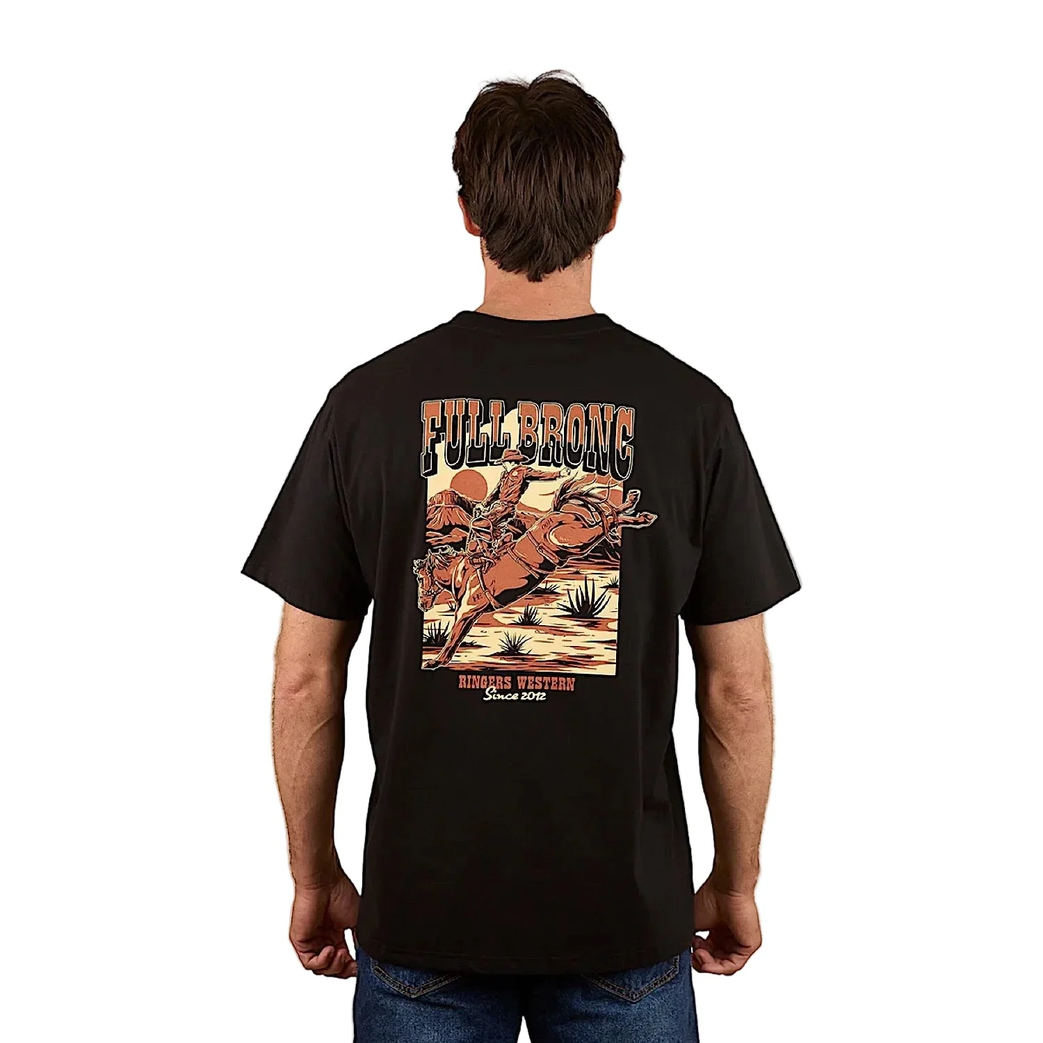 Ringers Western Men's Full Bronc Loose Fit T-Shirt - Black - Image 2