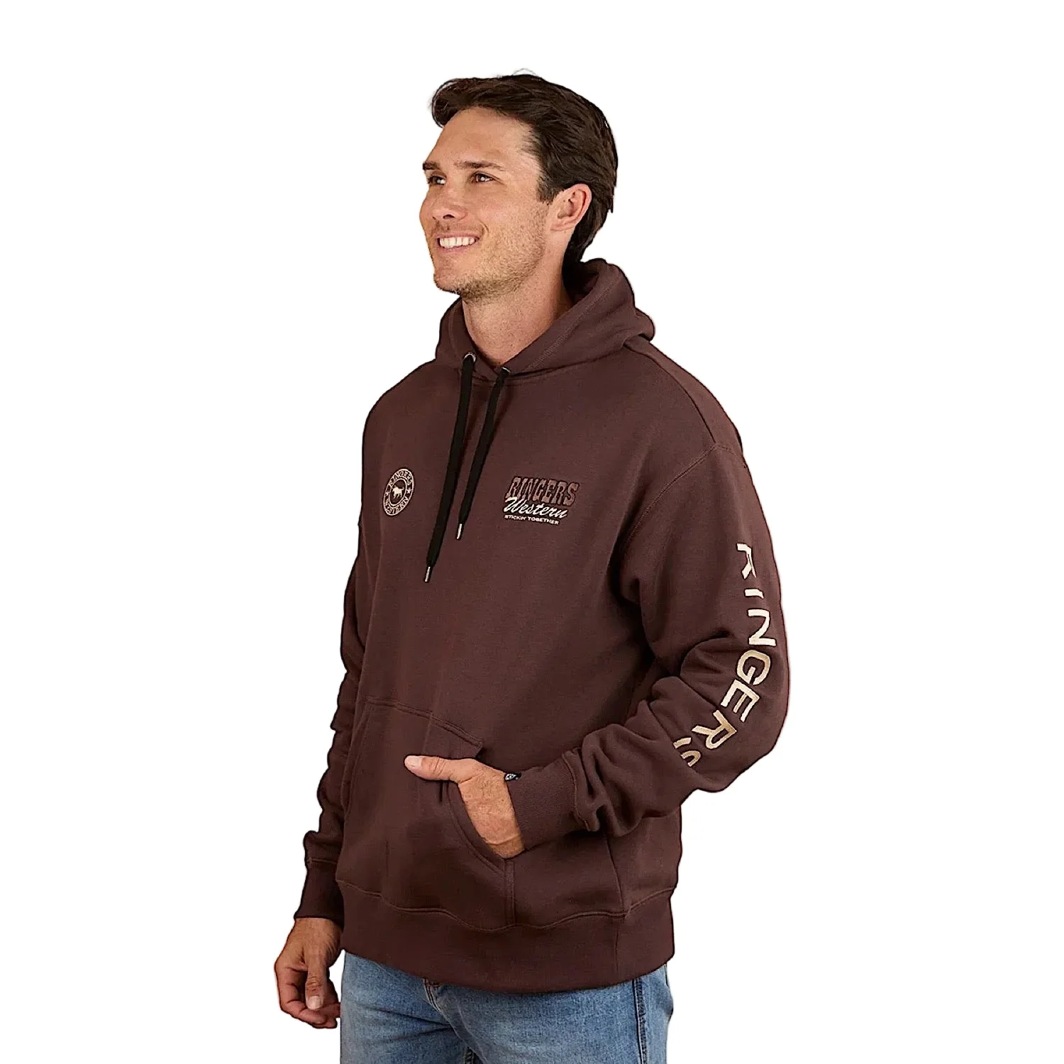 Ringers Western Men's Garbala Oversized Hoodie - Dark Chocolate - Image 3